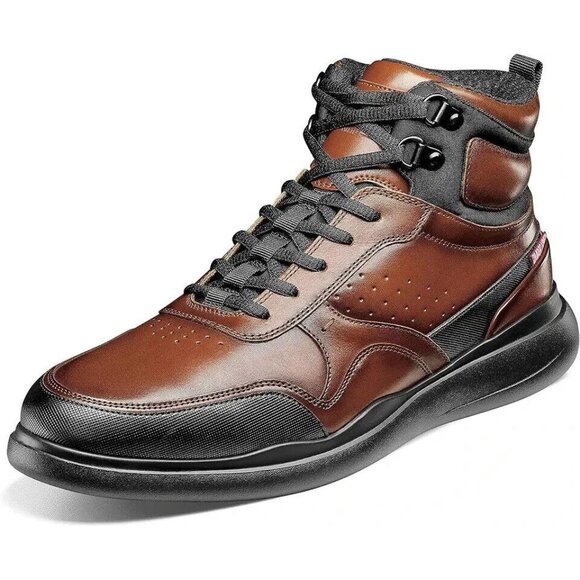 Stacy Adams Mayson Sneaker Boot Cognac Leather Lace Up High-Top Size 8 M NIB - Picture 1 of 8